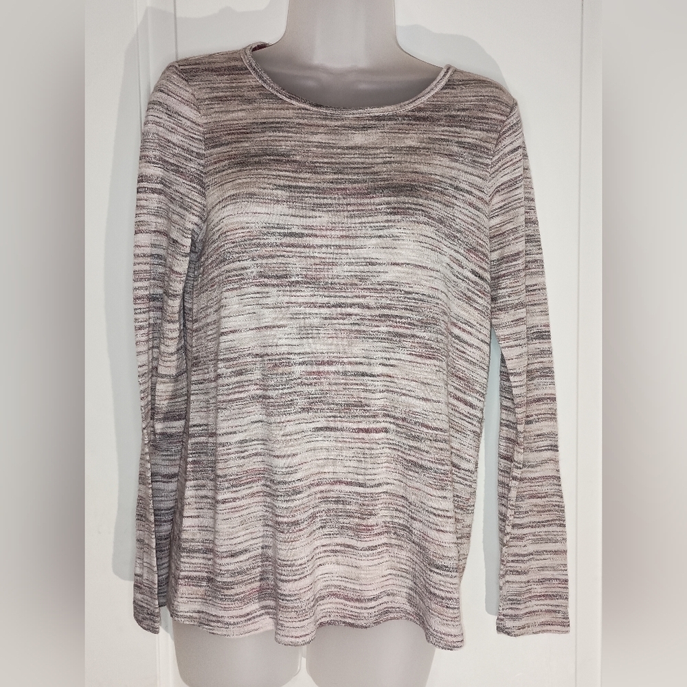 2/$30 Longsleeve Cream Neutral Winter Fall Striped Knit Pullover CUPIO Sweater